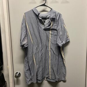 Knights Sportswear Polo Mens Vertical Stripe Blue‎ Grey 2X Excellent